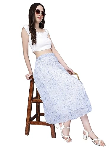 NUEVOSDAMAS Floral Printed Pleated Navy/Multi Skirt