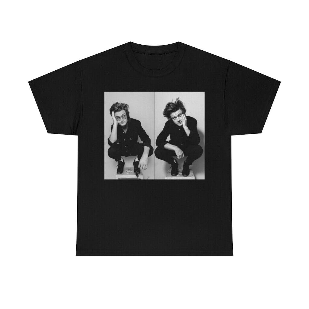 Ossmhp Men's Black Joe Keery Shirt, American Actor Joe Keery Lovers T-Shirt S