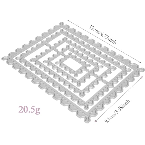 Image of Metal Embossing Stencils, Wave Edge Frame Die Cuts, Postage Stamp Frame Cutting Dies, Craft Cutting Die Stamp Frame Shape DIY Scrapbooking Album Deco