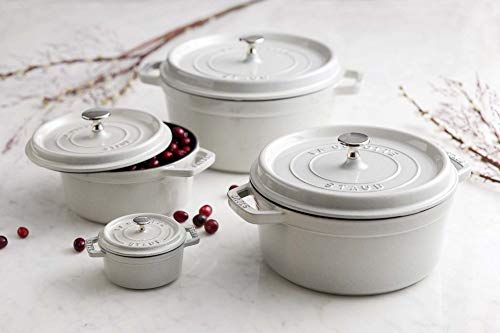 Image of Staub Cast Iron 2.75-qt Round Cocotte - White Truffle, Made in France