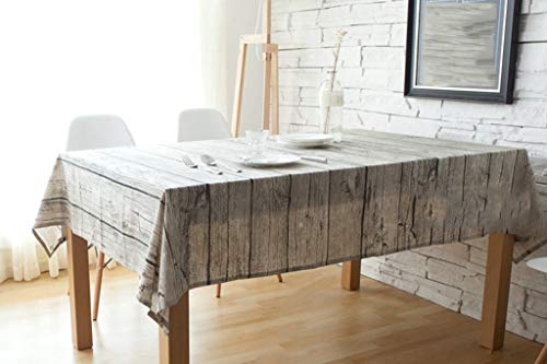 Nappe de style européen en tissu de coton avec motif grain de bois rétro pour table à manger