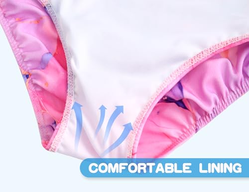 Image of Snowheart Girls Swimsuit One Piece Bathing Suit Kids Quick Dry Shoudler Ruffle Floral Swimwear for 3-12 Years Old