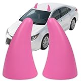 1 Pair Car Roof Decals Devil's Horns 3D Cool Bull Horns Anti-Collision Protector for Halloween Car Roof Decor Pink