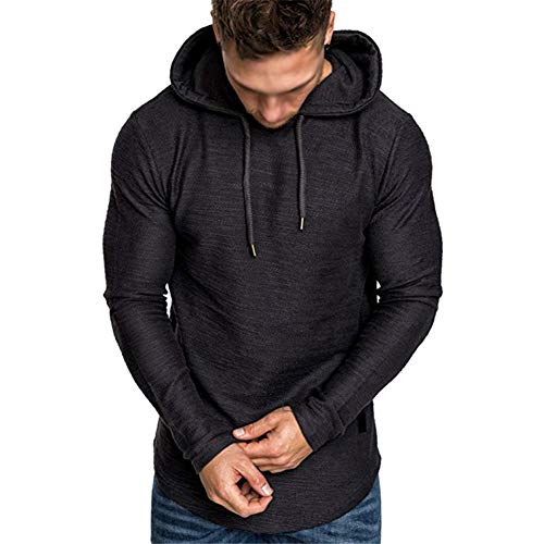 Cot-Oath Men's Fashion Athletic Hoodies Gym Running Sweatshirt Outdoor Sports Fleece Pullover Workout Long Slevee Shirts Black