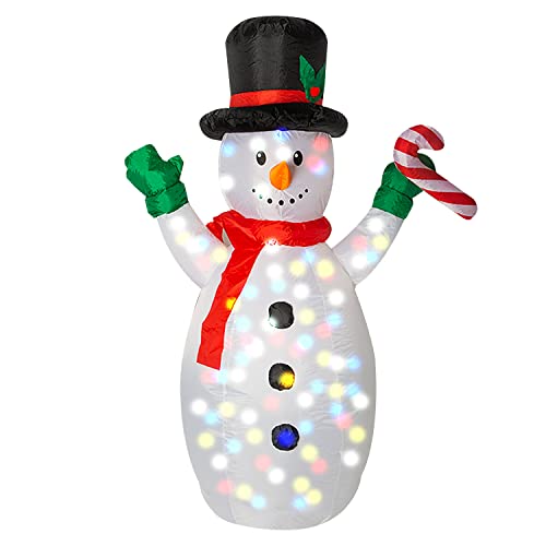 Eye-Catching Multicolor Inflatable Snowman with Disco Lights, 1.5m (1 Pc.), Fun & Festive Holiday Decor - Image 2