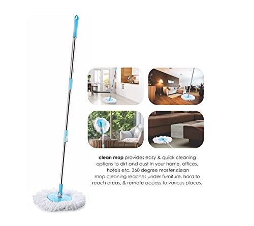 Ganesh Master Steel Quick Spin Mop, Rectangular Plastic Bucket Floor Cleaning Mop with Bucket, Easy in-Built Wheels & Big Bucket, Pocha for Floor Cleaning, Mopping Set (Blue) (Image - 8)