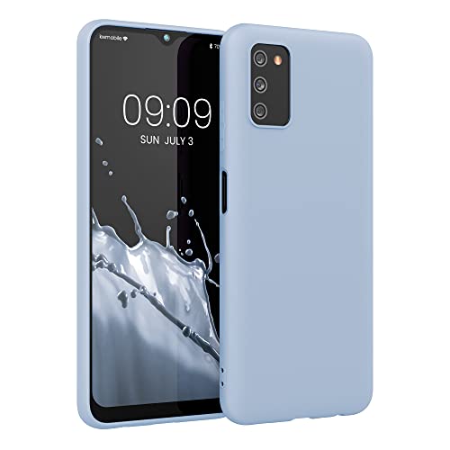 kwmobile Funda para Samsung Galaxy A03s Carcasa - Ultrafina de TPU y Silicona con Bordes elevados anticaídas - Azul Claro Mate