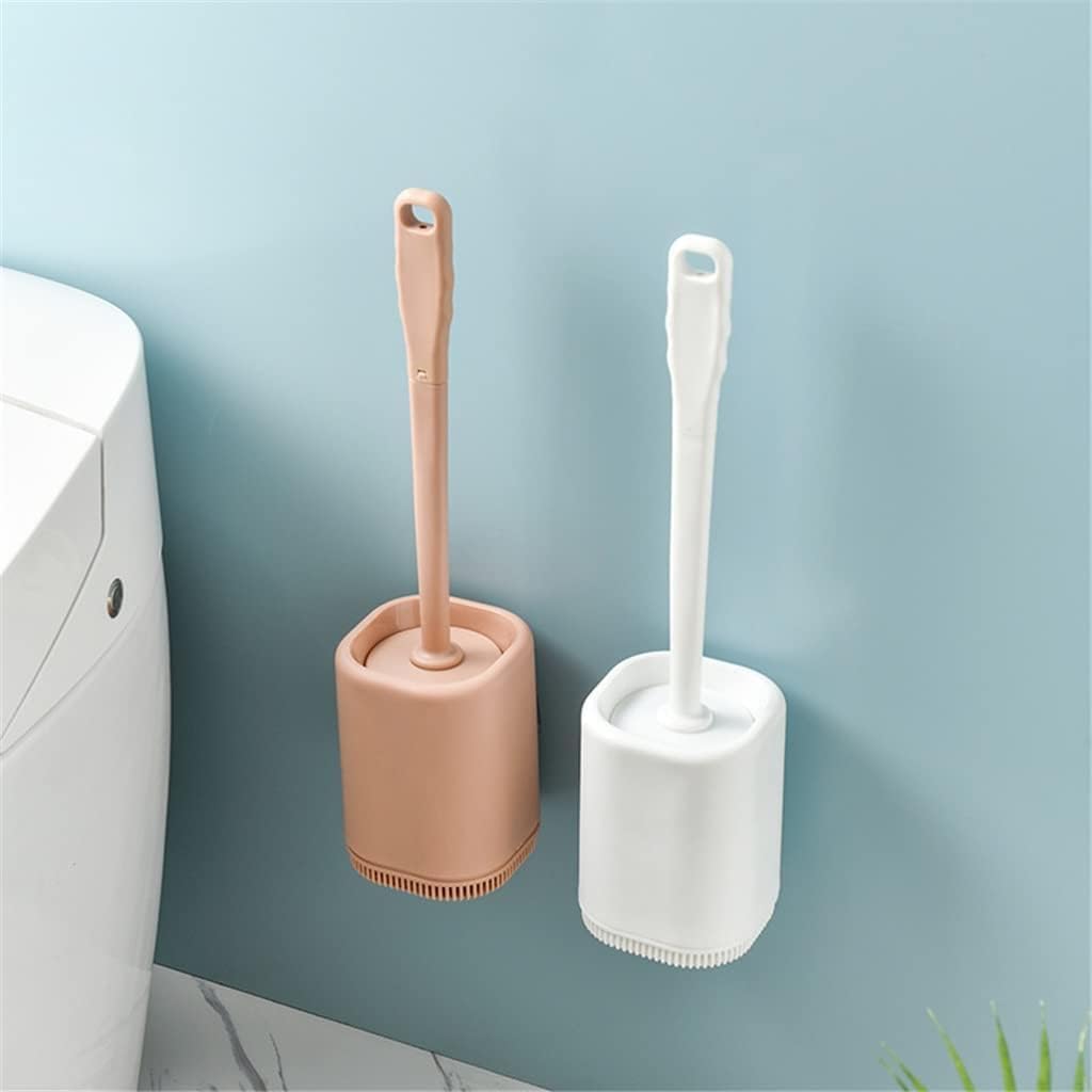 CLoxks Toilet Brush Set Toilet Brush Wall-Mounted Silicone Toilet Brush Bathroom Brush Set Long Handle Toilet Brush Holder Accessories