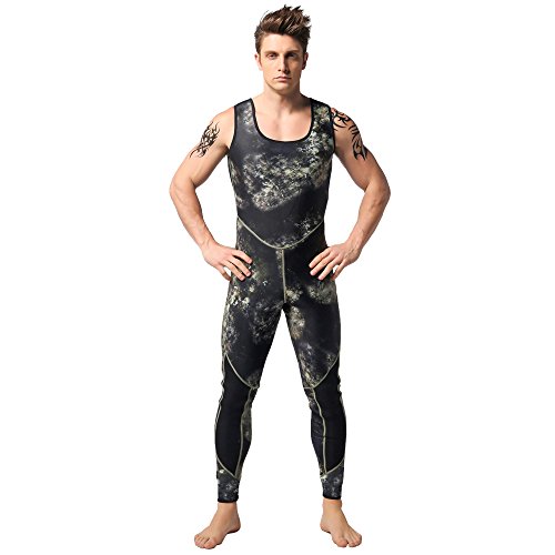 Nataly Osmann Camo Spearfishing Wetsuits Men 3mm Neoprene 2-Pieces Hooded Super Stretch Diving Suit