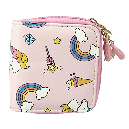 timlee Cute Girls Christmas Gift Pink Purse Unicorn Design Short Wallets Ice cream wallet Women Zipper Wallet(Pink icecream 0115)