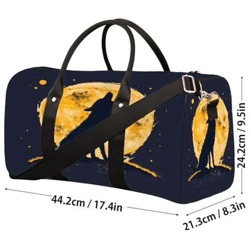 Night Full Moon Wolf Weekender Bag Travel Duffle Bag for Women Men Overnight Shoulder Bags Waterproof Foldable Sports Gym Tote Bags Carry On Luggage for Travel Sports Dance Yoga Hospital2