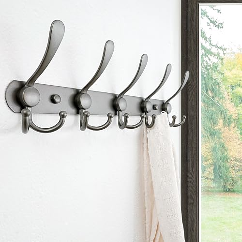 image for Dseap Coat Rack Wall Mounted - 5 Tri Hooks, Heavy Duty, Stainless Stee