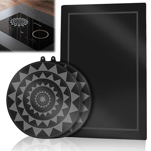 3 Stück Induktionsmatte, Kochfeld Abdeckungsschutzset, aus Glasfaser – Hitzeschutzmatte für Induktionskochfeld, rutschfest & ultra-robust, Herdabdeckung für die Küche Induktionsmatte