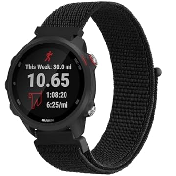 Meliya Pulseira de substituição para Garmin Forerunner 165/245/55, de nylon de 20 mm, para Forerunner 55/158/165/245/645/Galaxy Watch 6/5/4/Vivoactive 3/5/Venu Sq Music (preto)