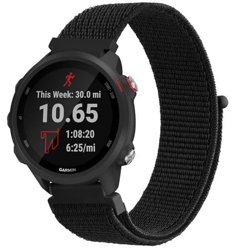 Meliya for Garmin Forerunner 165/245/55 Band 20mm Nylon Replacement Band for Forerunner 55/158/165/245/645/Galaxy Watch 6/5/4/Vivoactive 3/5/Venu Sq Music (Black)