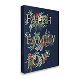 Stupell Industries Faith Family Joy Text Traditionelle Festtage Typografie entworfen von Heather McLaughlin Leinwandbild, 40,6 x 50,8 cm, Blau