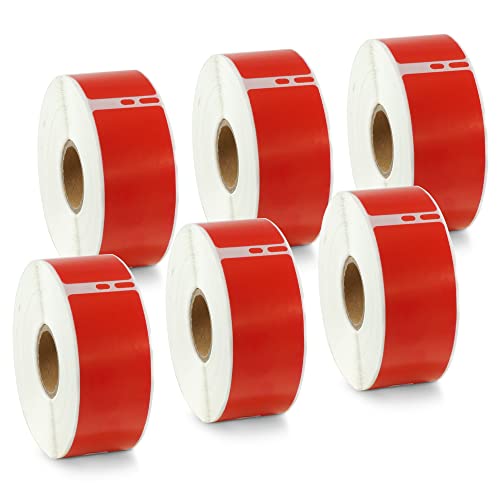 BETCKEY, 6 Rolls Red Standard Address Labels Compatible with DYMO 99010(S0722370), 28mm x 89mm