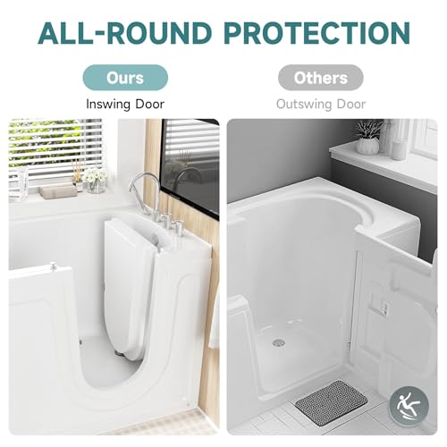 CO-Z Walk In Tub, 52" x 30" Walk In Bathtub Shower Combo with Inswing Door, Low Entry Soaking Bathtub with Handheld Shower Sprayer & Slip Resistant Floor (Right) - Image 4