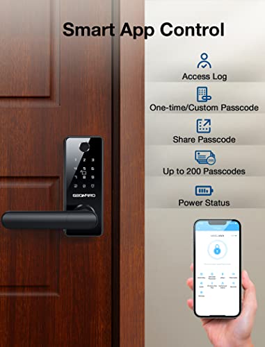 Wi-Fi Smart Lock, Fingerprint Keyless Entry Door Lock With Handle, Smart Lock For Front Door Anti-Peeping, Electronic Digital Keypad Door Lock Works With Alexa, Remotely Control (G2 Gateway Included) #TOP5
