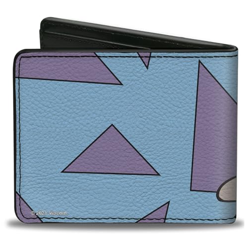 Buckle-Down Men's Wallet Bifold PU Modern Life Rocko Waving Pose and Triangle Blue Purple, 4.0" x 3.5"2