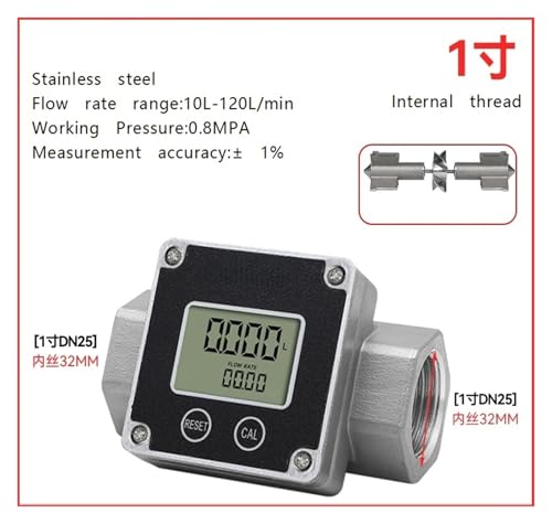 Débitmètre numérique liquide acier inoxydable 1" compteur électronique eau