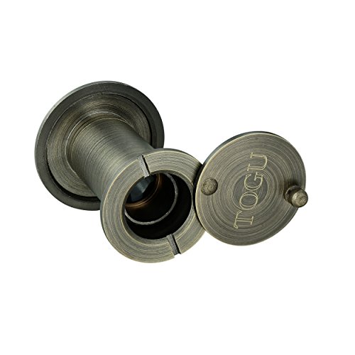 TOGU TG2814YG-AB Brass UL Listed 220-degree Door Viewer with Heavy Duty Privacy Cover for 1-3/8