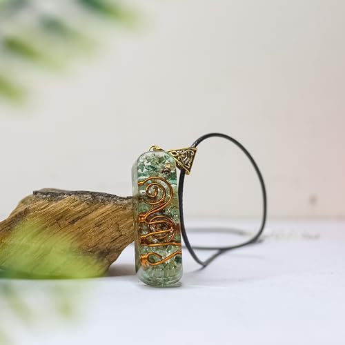 Image of Orgonite Pendant with Power Symbol Handmade Resin Energy Amplifier Necklace