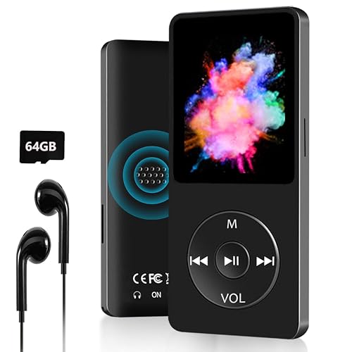 MP3 Player Bluetooth, Wodgreat Kinder MP4 / MP3-Player mit 64GB SD Karte Verlustfreier Musik Player mit Lautsprecher, FM Radio Video, 30 Stunden Wiedergabe, Speicher Erweiterbar bis 128GB - Schwarz