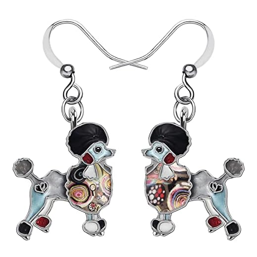 Pendientes de perro con diseño de caniche de dibujos animados de aleación de esmalte, colgantes para mascotas, joyería de cachorro lindo para mujeres y niñas, Zinc Zinc Esmalte, Sin gemas.