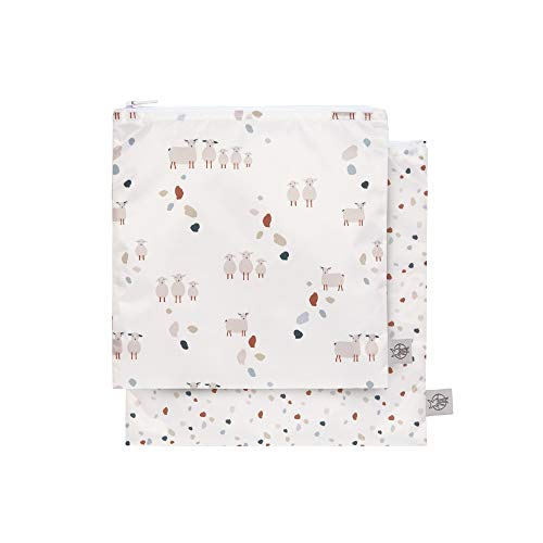 LÄSSIG Wiederverwendbarer Aufbewahrungs-Beutel Snack Tasche 2 Stück/Snack Bag Tiny Farmer Dots/Sheep