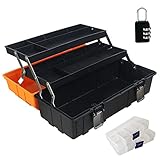 WEWLINE 17-Inch Tool Box Organizer 3-Layer Multiplication Plastic Storage Toolbox with Portable...