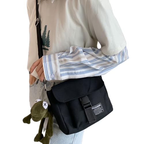 Adjustable Crossbody Bag Casual Canvas Crossbody Bag Lightweight Small Shoulder Bags for Women Men with Buckle Design