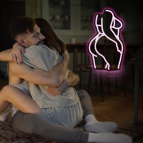Image of Neon Sign - HSJNJKFU Lady Neon Signs for Wall Decor Beer Bar Light Signs for Man Cave Decor Pink Women LED Neon Sign for Room Birthday Party USB Powered