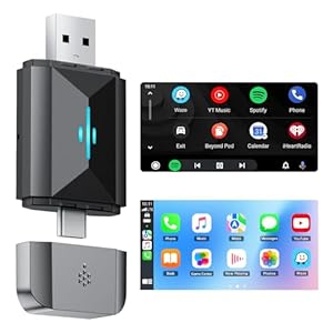 Volam 2024 Upgrade 2 in 1 draadloze CarPlay-adapter Android Auto draadloze adapter, autodongle converteert bedraad naar draadloos voor in de fabriek bekabelde CarPlay-auto’s vanaf 2016, Type-C/USB