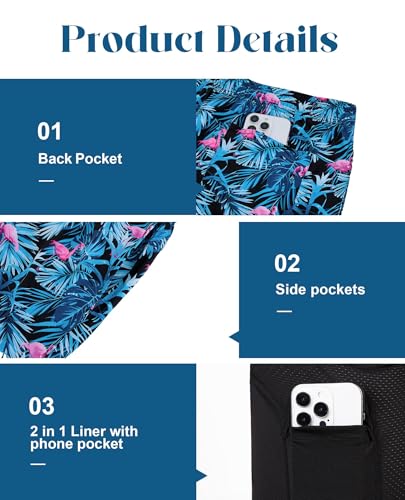 Image of Gleeease 7inch Mens Swim Trunks 2 in 1 with Compression Liner Pockets Drawstring Quick Dry Stretch Lined Funny Beach Pool