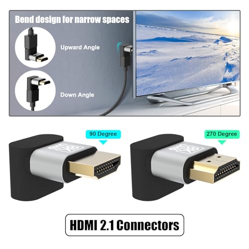VCELINK Right Angle HDMI Adapter 8K, HDMI Connector 90 and 270 degree - Image 2