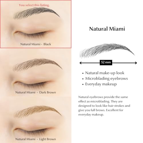 Bliss and Beyond USA | Waterproof Eyebrow Tattoo Stickers. A real hair stroke look. Hair replacement without surgery. Solution for hair loss. Bushy Tinted eyebrow tattoos. (New Miami, Natural Black)