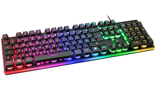 Deltaco GAM-021-RGB-DE Clavier Jouer USB QWERTZ Allemand Noir