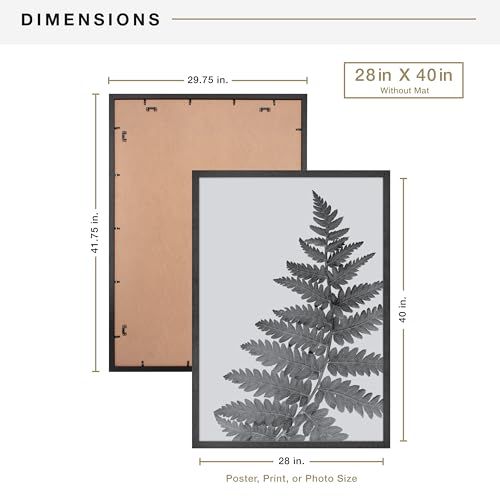 Image of MCS Studio Gallery 28x40 Matted Poster Frame with 24x36 Picture Display, Black Woodgrain Engineered Wood Vertical & Horizontal Wall Hanging Large Picture Frame for Photos, Posters & Art Prints (1-Pack)