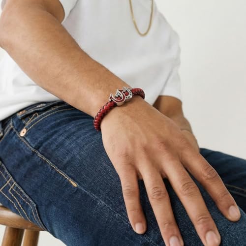 Pulsera True Religion rojos simulados piel 9 pulgadas acero miniatura 2