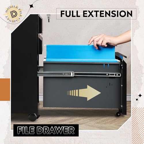 Image of DEVAISE 3 Drawer File Cabinet with Lock, Fully Assembled Except Casters