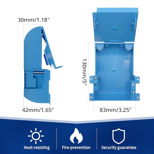Image of XIUTE 6 PC Shallow Switch & Outlet Box with Bracket,Blue Old Work,PVC Thin Wall Box with Flip Cover,18 Cubic Inch