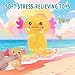 Axolotl Squishy Stress Relief Toy Glitter Fidget Toys Cute Malt Sugar Axolotl Toy Fidget Toys Adults Fidget Toy for Kids Youth Adult, Party Favors Anxiety Relief Squishy Toys(Orange)