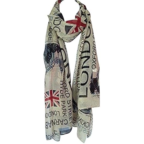 Three Oaks Union Jack Scarf London Souvenir Gift Soft and Oversize Fashion Scarf Beige Cover