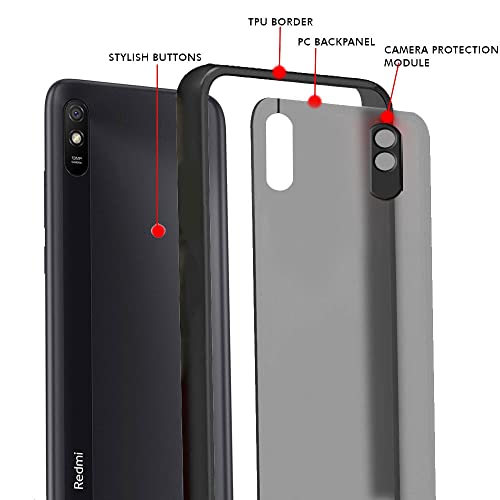 Image of TheGiftKart Basic Case for Xiaomi Redmi 9A 9i Sport (Polyethylene Terephthalate, TPU Black Bumper)