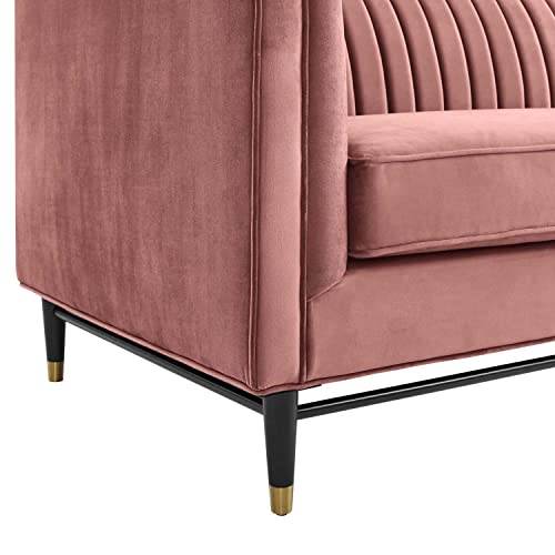 Modway Devote Channel Tufted Performance Velvet, Sofa, Dusty Rose #TOP5