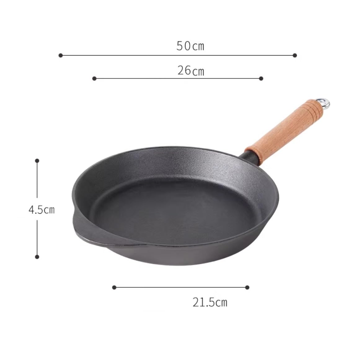 Gusseiserne Steak-Grillpfanne, Bratpfanne, Ofenpfanne aus Gusseisen mit Holzgriff, Eierpfanne, Küchenpfanne für Omelettes, für Induktionsherde geeignet