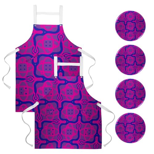 Tablier de cuisine lot de 2 tablier de protection à broches violet