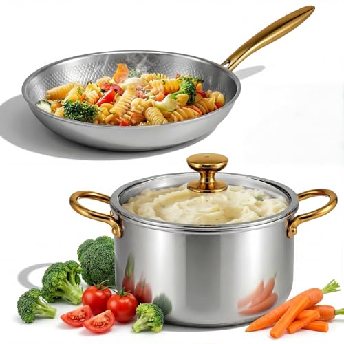 LemonRoad Titanium Cookware Set 11" & 9.45" Pots with Lids