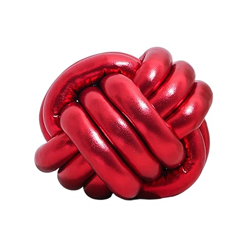 Cojines de Bolas con Nudo, Cojines Redondos Hechos a Mano, Cojines Decorativos con Forma de Bola Anudada, Cojines Redondos para Decoración del Hogar, Almohada de Felpa para Navidad, Cojines(Rojo)
